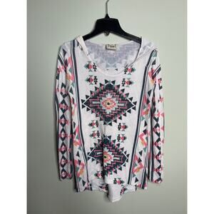 Vocal White Hooded Bling Sweater Medium